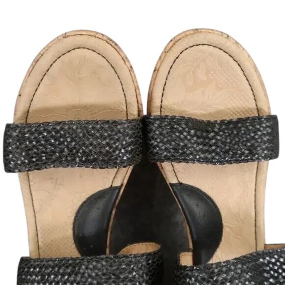 Born Concept Shoes Womens 11 Sandal Fashion Wedge Woven Straps Black Comfort boc - Picture 6 of 13